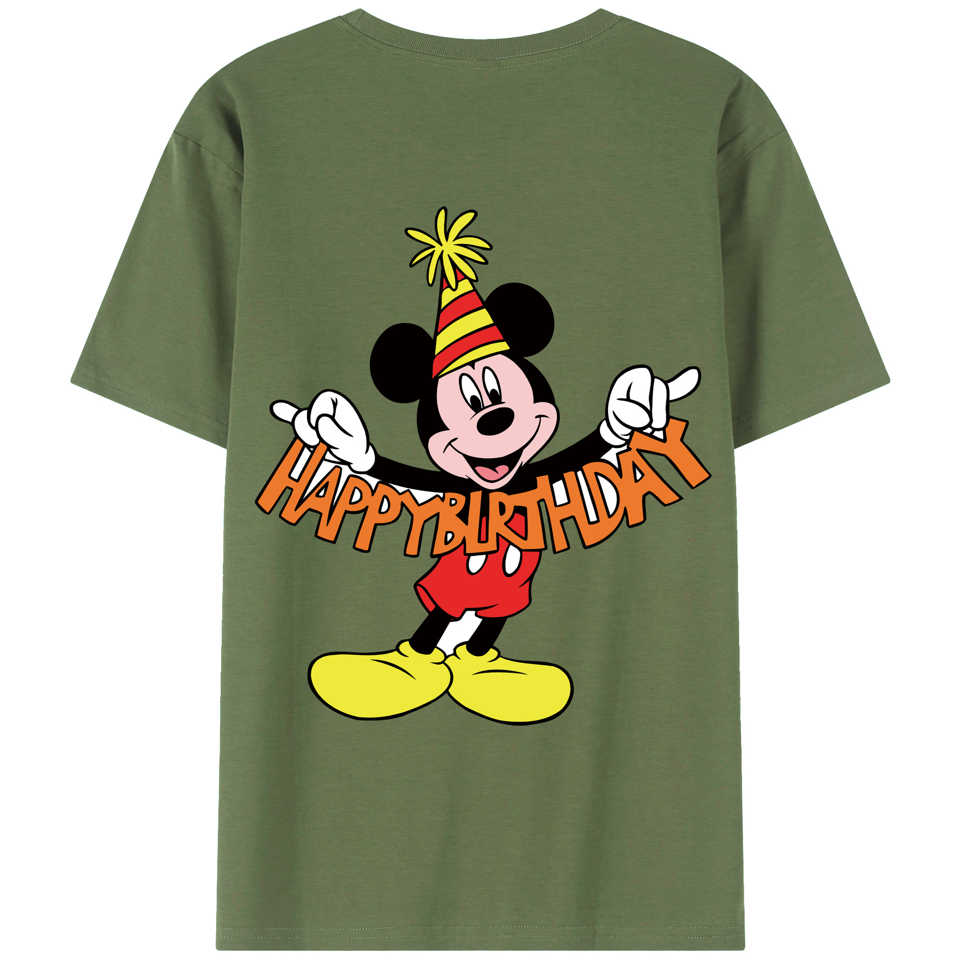 ミッキーマウス Mickey Mouse 綿100％ メンズ半袖Tシャツ（バックプリント） 通気性